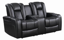 Load image into Gallery viewer, Delangelo Motion Collection - Black - Delangelo Power^2 Loveseat With Drop-down Table Black