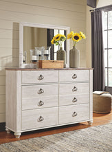 Load image into Gallery viewer, Willowton - Whitewash - 5 Pc. - Dresser, Mirror, Queen Panel Headboard, 2 Nightstands