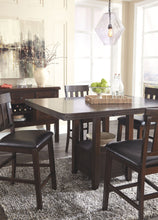 Load image into Gallery viewer, Haddigan - Dark Brown - 7 Pc. - Rectangular Dining Room Extension Table, 6 Upholstered Side Chairs