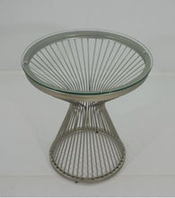 Load image into Gallery viewer, Round Glass Top End Table Satin Grey