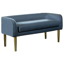 Load image into Gallery viewer, Blue - Low Back Upholstered Bench Blue And Gold