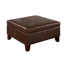 Load image into Gallery viewer, Dark Brown - Square Storage Ottoman Dark Brown