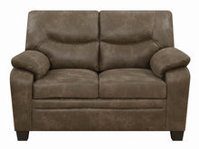 Load image into Gallery viewer, Brown - Meagan Upholstered Loveseat Brown With Pillow Top Arms