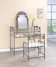 Load image into Gallery viewer, Ivory - 2-piece Metal Vanity Set With Glass Top Pewter And Ivory