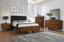 Load image into Gallery viewer, Robyn - Dark Grey - Robyn California King Bed With Upholstered Headboard Dark Walnut