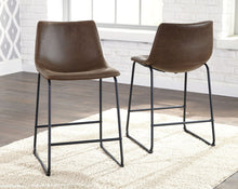 Load image into Gallery viewer, Centiar - Two-tone Brown - 5 Pc. - Round Dining Room Counter Table, 4 Upholstered Barstools