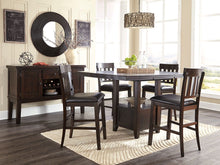 Load image into Gallery viewer, Haddigan - Dark Brown - 5 Pc. - Rectangular Dining Room Counter Extension Table, 4 Upholstered Barstools