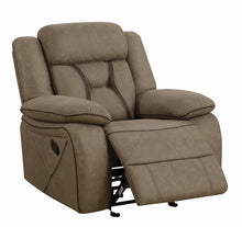 Load image into Gallery viewer, Higgins Motion Collection - Tan - Higgins Overstuffed Upholstered Glider Recliner Tan
