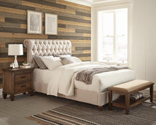 Load image into Gallery viewer, Devon Upholstered Bed - Beige - Devon Button Tufted Upholstered Queen Bed Beige