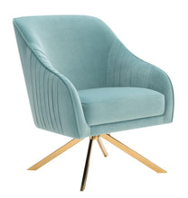 Load image into Gallery viewer, Aqua - Sloped Arm Upholstered Accent Chair Light Teal And Brass
