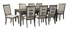 Load image into Gallery viewer, Chadoni - Gray - 9 Pc. - Rectangular Dining Room Extension Table, 8 Upholstered Side Chairs
