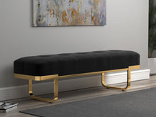 Load image into Gallery viewer, Black - Tufted Upholstered Bench Black And Brass