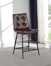 Load image into Gallery viewer, Brown - Upholstered Tufted Counter Height Stools Brown (Set of 2)