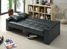 Load image into Gallery viewer, Living Room : Sofa Beds - Black - Spears Sofa Bed With Cup Holders In Armrests Black