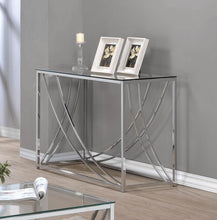 Load image into Gallery viewer, Living Room: Glass Top Occasional Tables - Glass Top Rectangular Sofa Table Accents Chrome