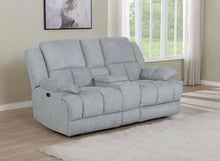 Load image into Gallery viewer, Grey - Waterbury Upholstered Power Loveseat With Console Grey