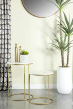 Load image into Gallery viewer, 2-piece Round Marble Top Nesting Tables White And Gold
