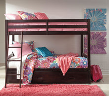 Load image into Gallery viewer, Halanton - Dark Brown - Twin over Twin Bunk Bed with 1 Large Storage Drawer