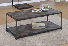 Load image into Gallery viewer, Meagan Chevron Coffee Table Rustic Grey Herringbone