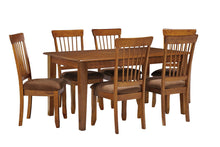 Load image into Gallery viewer, Berringer - Rustic Brown - 7 Pc. - Rectangular Dining Room Table, 6 Side Upholstered Chairs