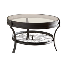 Load image into Gallery viewer, Living Room : Industrial/rustic Occasional Tables - Round Glass Top Coffee Table Black