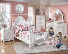 Load image into Gallery viewer, Exquisite - White - 4 Pc. - Dresser, French Style Mirror, Twin Poster Bed