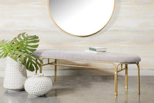 Load image into Gallery viewer, Grey - Upholstered Accent Bench With Metal Leg Grey And Gold