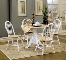 Load image into Gallery viewer, Dinettes: Wood - Drop Leaf Round Dining Table Natural Brown And White