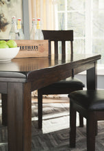 Load image into Gallery viewer, Haddigan - Dark Brown - 6 Pc. - Rectangular Dining Room Extension Table, 4 Upholstered Side Chairs, Upholstered Bench