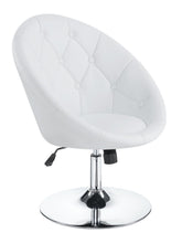 Load image into Gallery viewer, Accents : Chairs - White - Round Tufted Swivel Chair White And Chrome