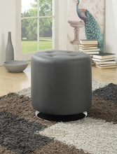 Load image into Gallery viewer, Accents : Ottomans - Grey - Round Upholstered Ottoman Grey