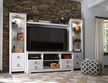 Load image into Gallery viewer, Willowton - Whitewash - 4 Pc. - Entertainment Center - 64" TV Stand with Fireplace Option