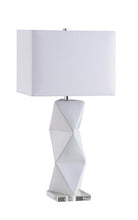 Load image into Gallery viewer, White - Geometric Ceramic Base Table Lamp White