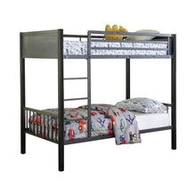 Load image into Gallery viewer, Meyers Bunk Bed - Meyers Twin Over Twin Metal Bunk Bed Black And Gunmetal