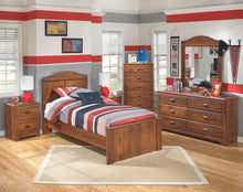 Load image into Gallery viewer, Barchan - Medium Brown - 8 Pc. - Dresser, Mirror, Chest, Twin Panel Bed, 2 Nightstands