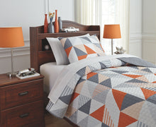 Load image into Gallery viewer, Layne - Gray/Orange - Twin Coverlet Set