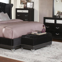 Load image into Gallery viewer, Barzini Bedroom Collection - Black Velvet - Barzini Tufted Rectangular Trunk With Nailhead Black