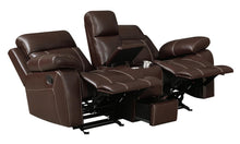 Load image into Gallery viewer, Myleene Motion Collection - Chestnut - Myleene Glider Loveseat With Console Chestnut