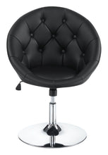 Load image into Gallery viewer, Accents : Chairs - Black - Round Tufted Swivel Chair Black And Chrome