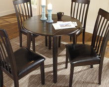 Load image into Gallery viewer, Hammis - Dark Brown - 3 Pc. - Round Dining Room Drop Leaf Table, 2 Upholstered Side Chairs