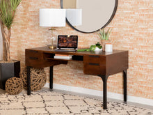 Load image into Gallery viewer, Portwall 4-drawer Writing Desk Brown Mango And Matte Black