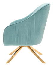 Load image into Gallery viewer, Aqua - Sloped Arm Upholstered Accent Chair Light Teal And Brass