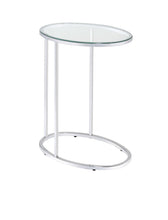Load image into Gallery viewer, Oval Snack Table Chrome And Clear