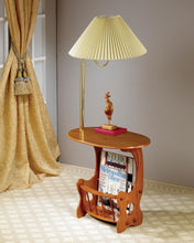 Load image into Gallery viewer, Magazine Table With Lamp Warm Brown