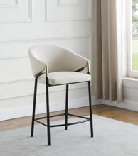 Load image into Gallery viewer, Beige - Sloped Arm Counter Height Stools Beige And Glossy Black (Set of 2)