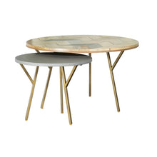 Load image into Gallery viewer, Round Nesting Coffee Table Natural And Gold