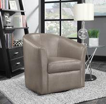Load image into Gallery viewer, Accents : Chairs - Champagne - Upholstery Sloped Arm Accent Swivel Chair Champagne