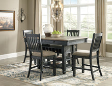 Load image into Gallery viewer, Tyler Creek - Black/Gray - 7 Pc. - Rectangular Dining Room Counter Table, 6 Upholstered Barstools