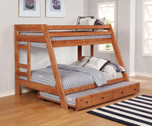 Load image into Gallery viewer, Wrangle Hill Collection - Wrangle Hill Trundle With Bunkie Mattress Amber Wash