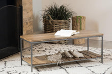 Load image into Gallery viewer, Accent Bench With Slat Shelf Natural And Gunmetal